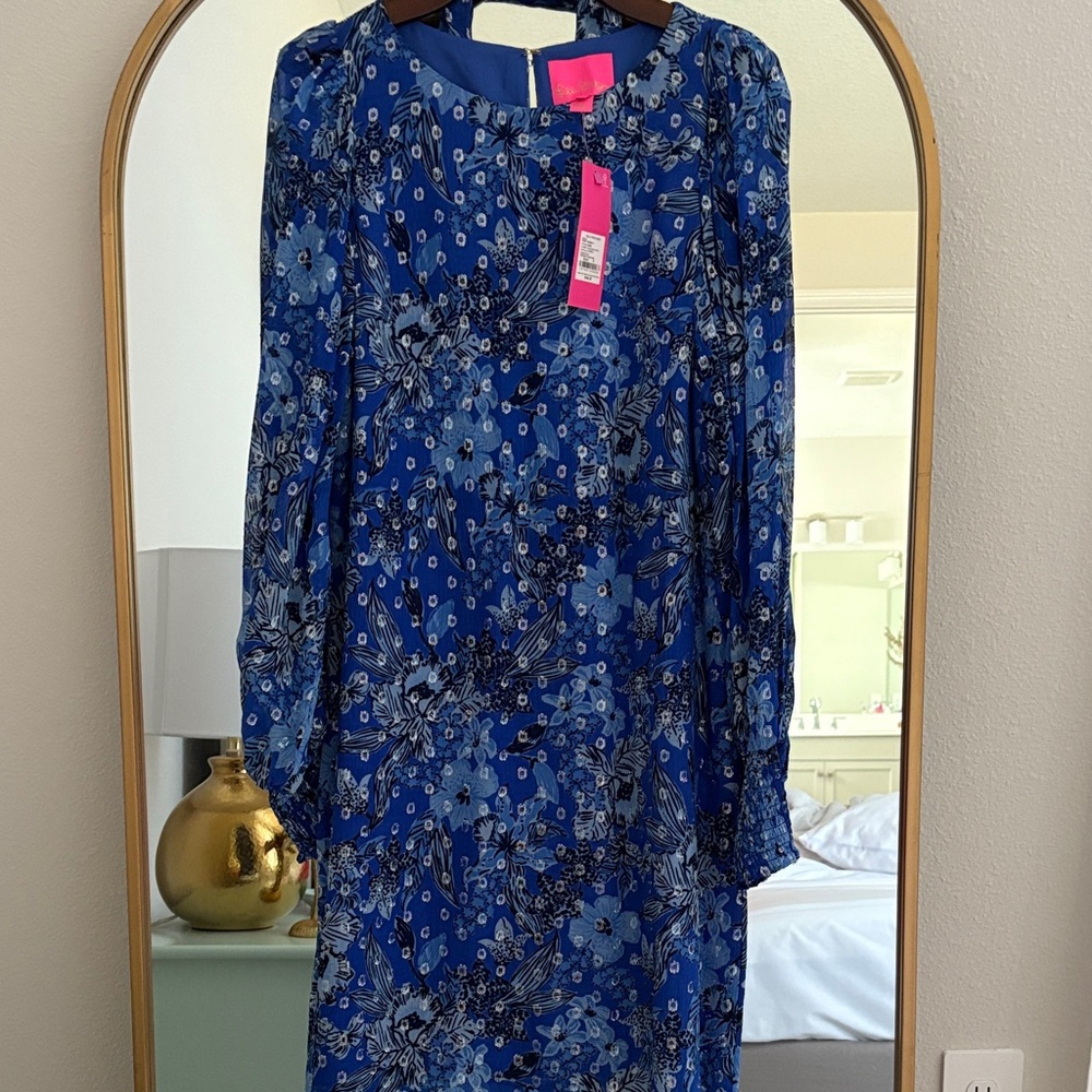 Lilly Pulitzer Blue Floral Long Sleeve Dress